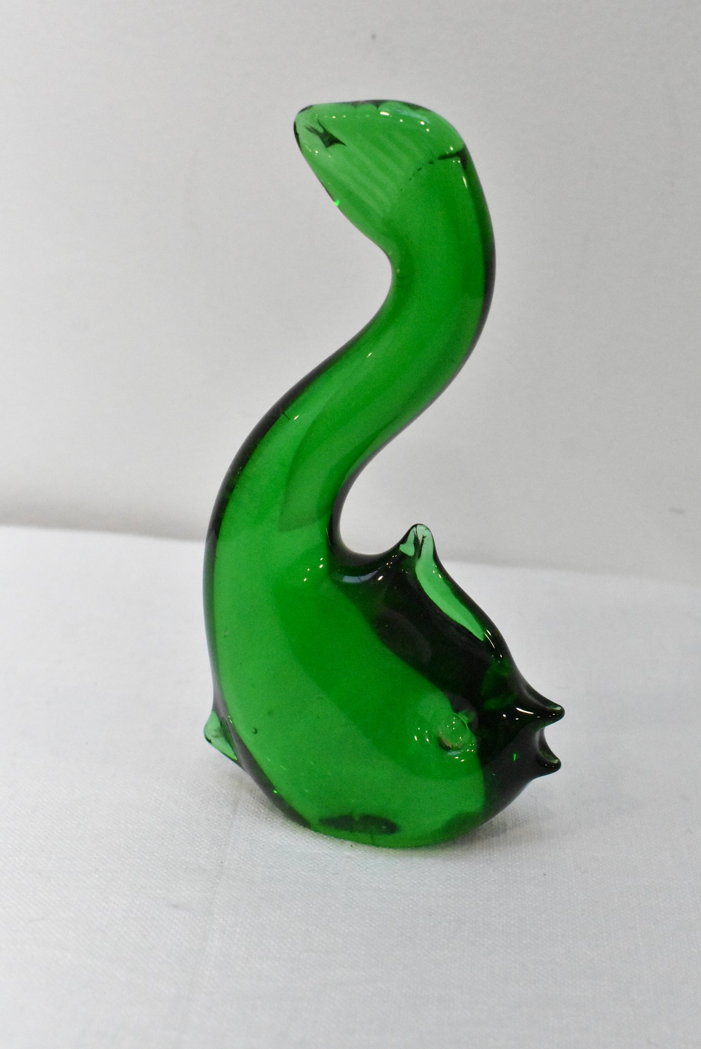 Vintage green art glass fish