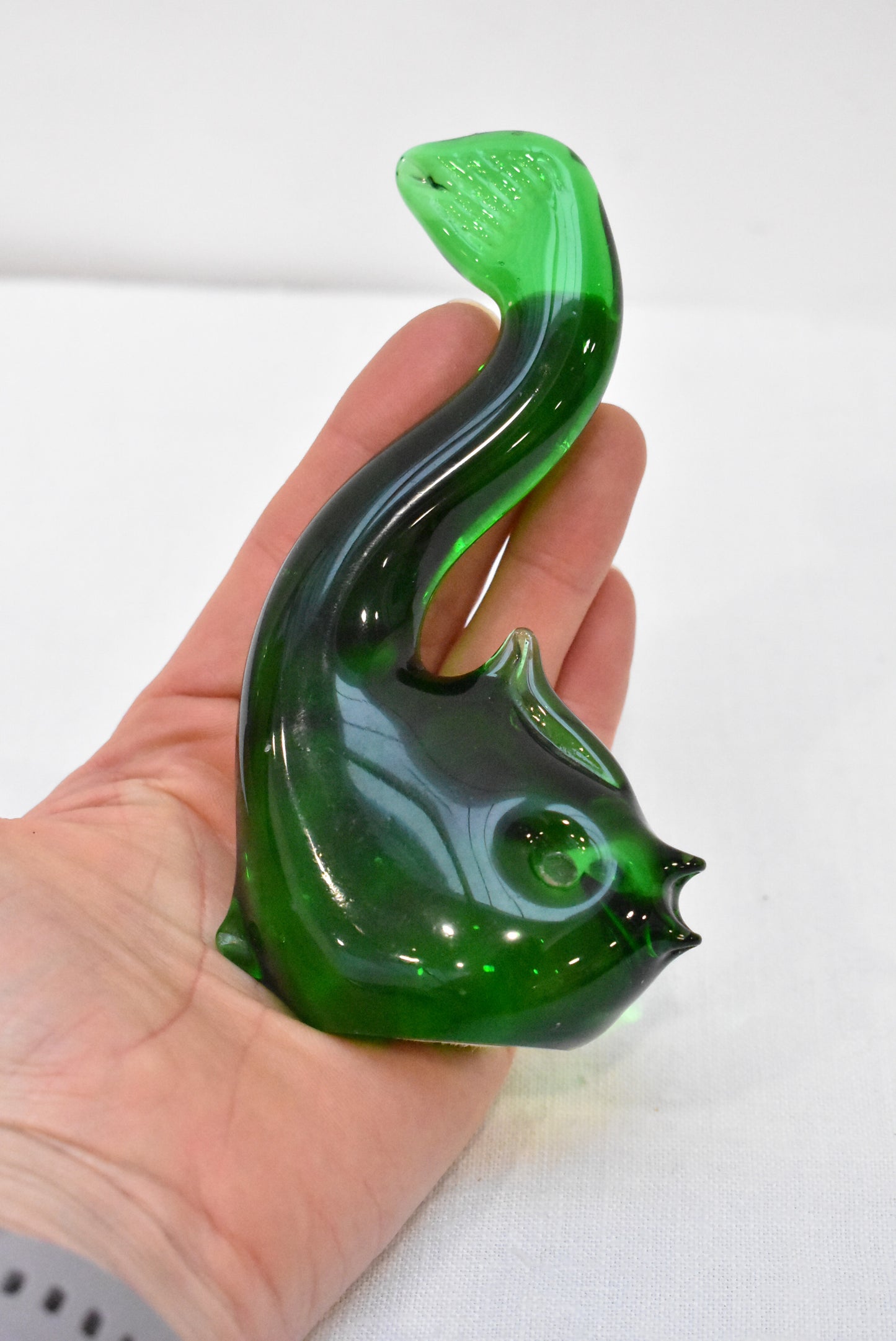 Vintage green art glass fish