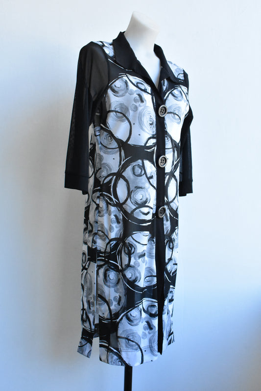 Redhead sheer black and white dress, size 10