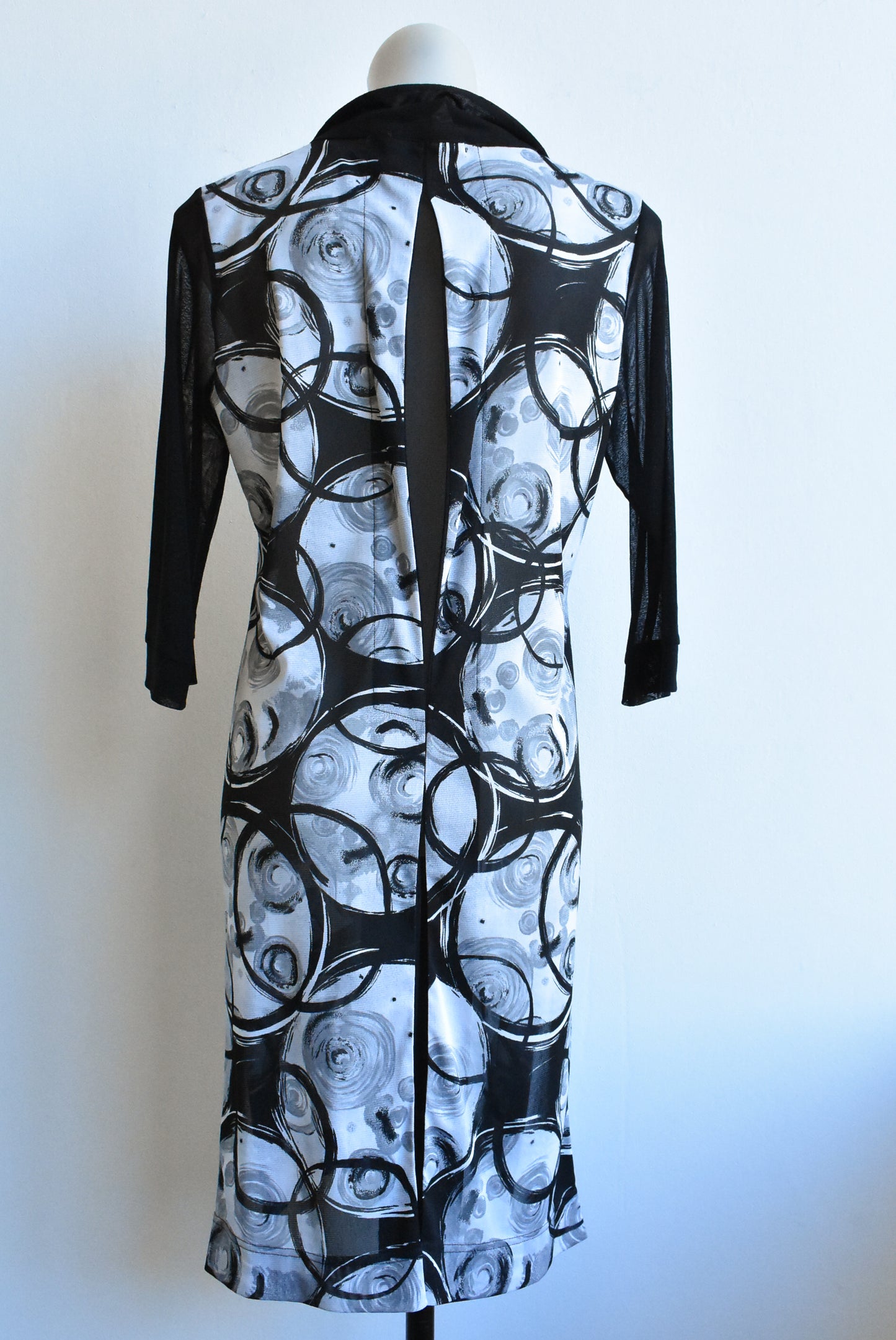 Redhead sheer black and white dress, size 10