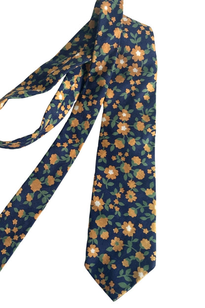 Blue + beige flowers tie