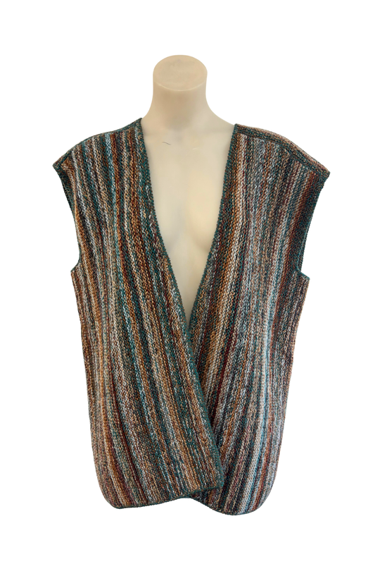 Beautiful paua coloured handknit vest, L