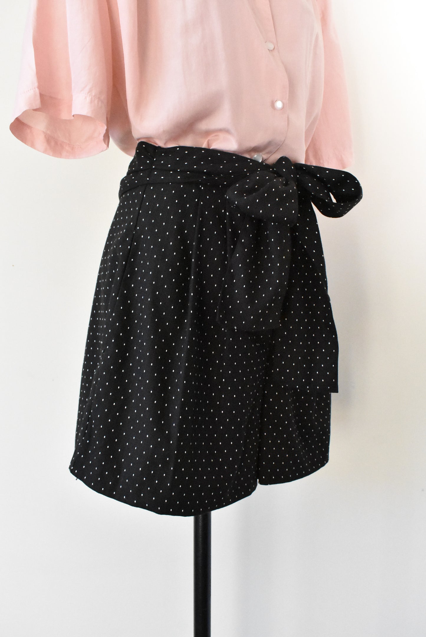 Ruby black polka-square winter-weight shorts, size 12