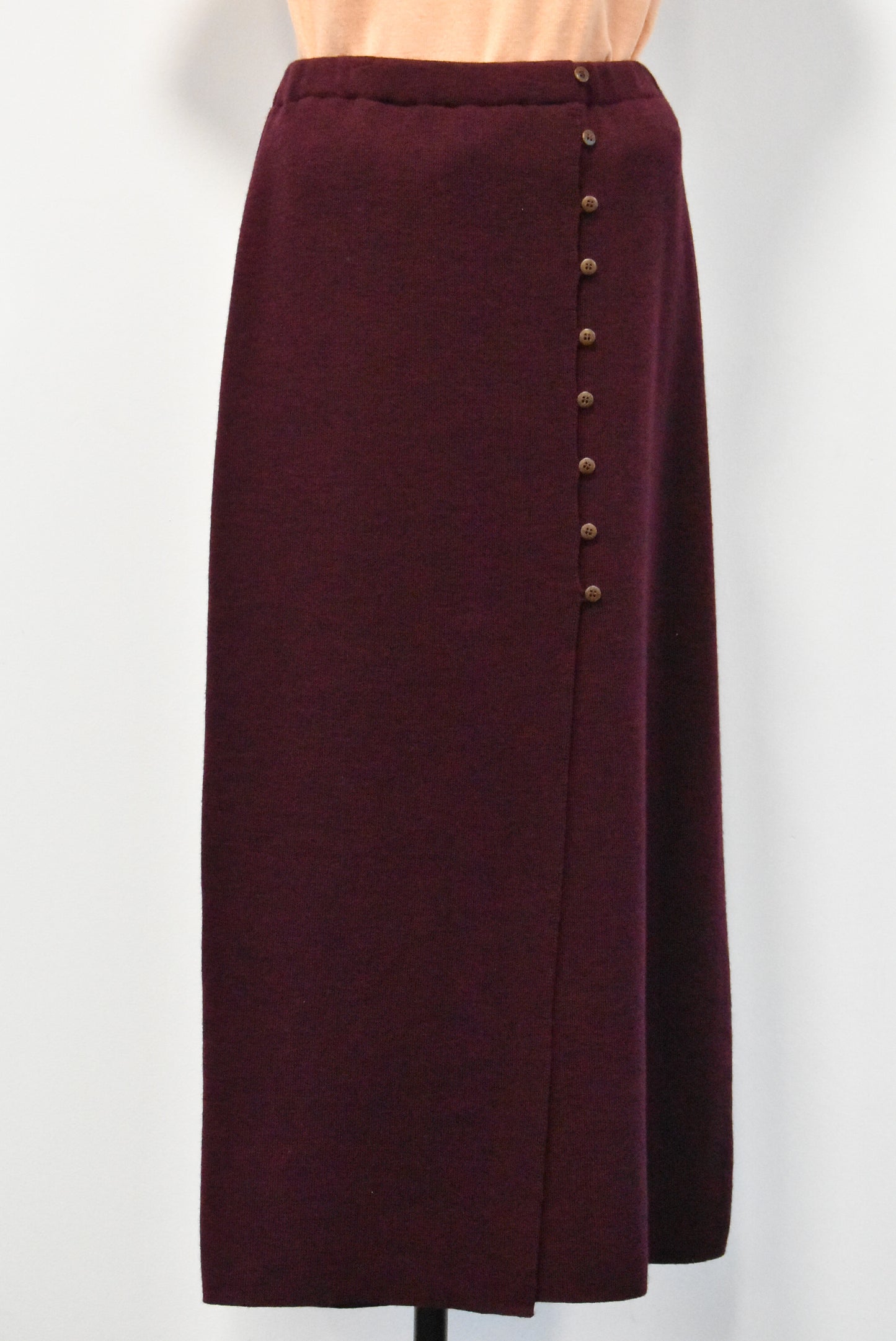 Retro burgundy long knit skirt, S/M