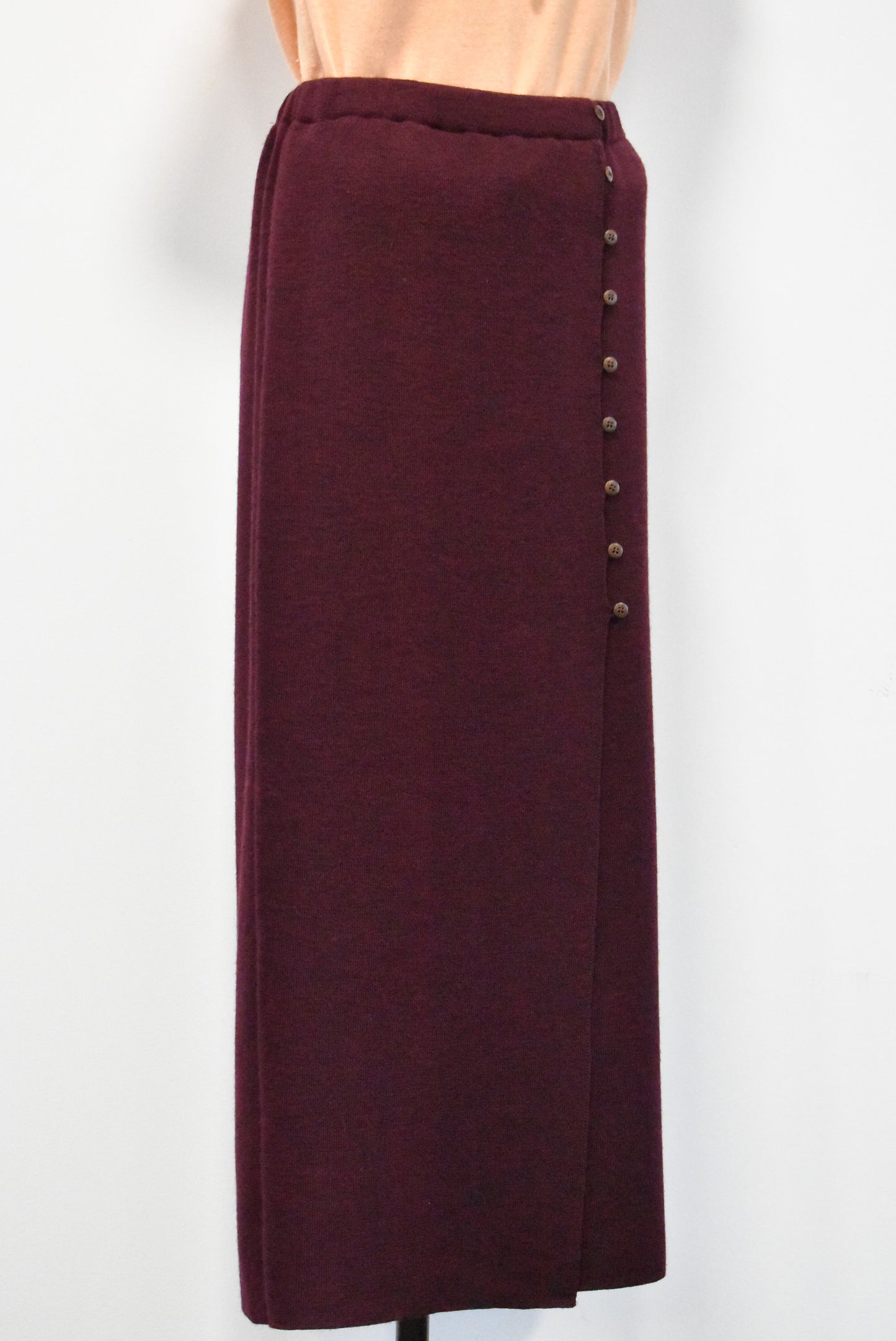 Retro burgundy long knit skirt, S/M