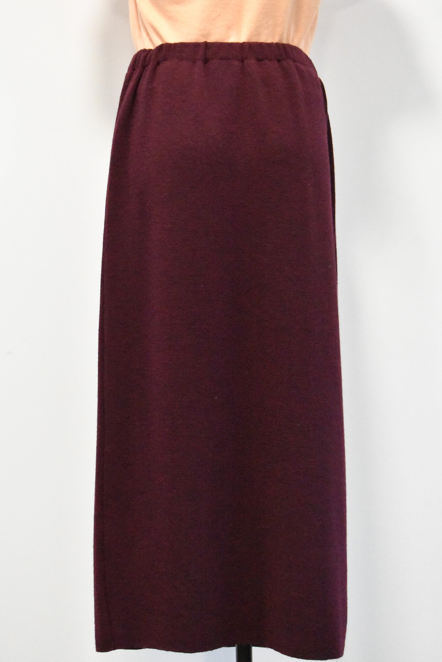 Retro burgundy long knit skirt, S/M