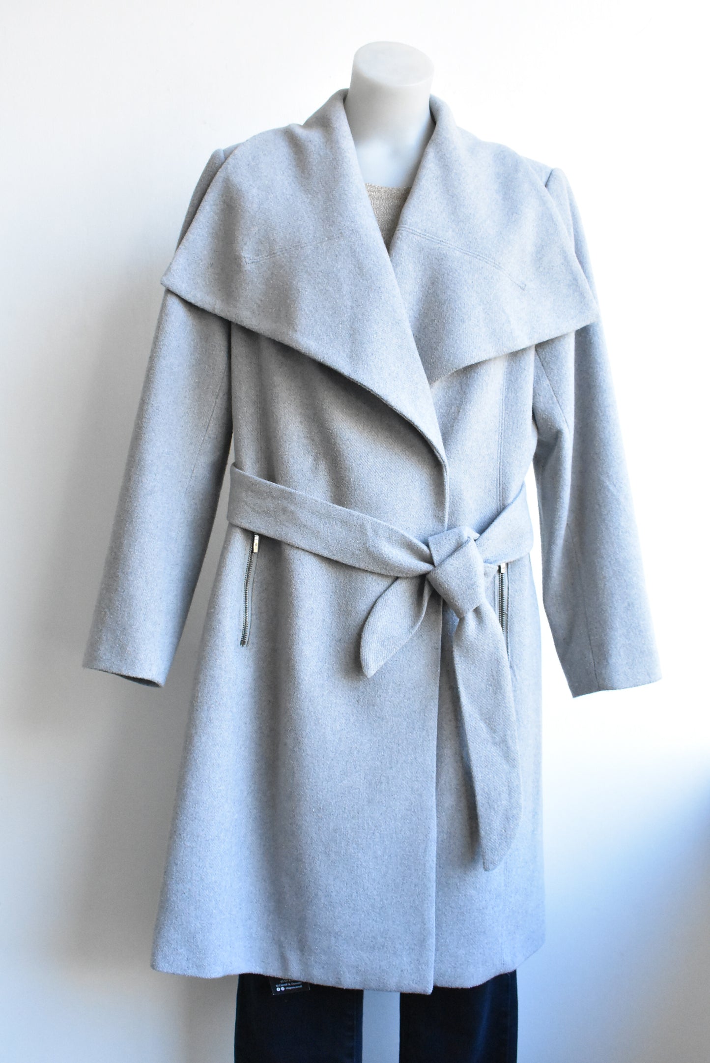 Whistle warm grey coat with belt,16