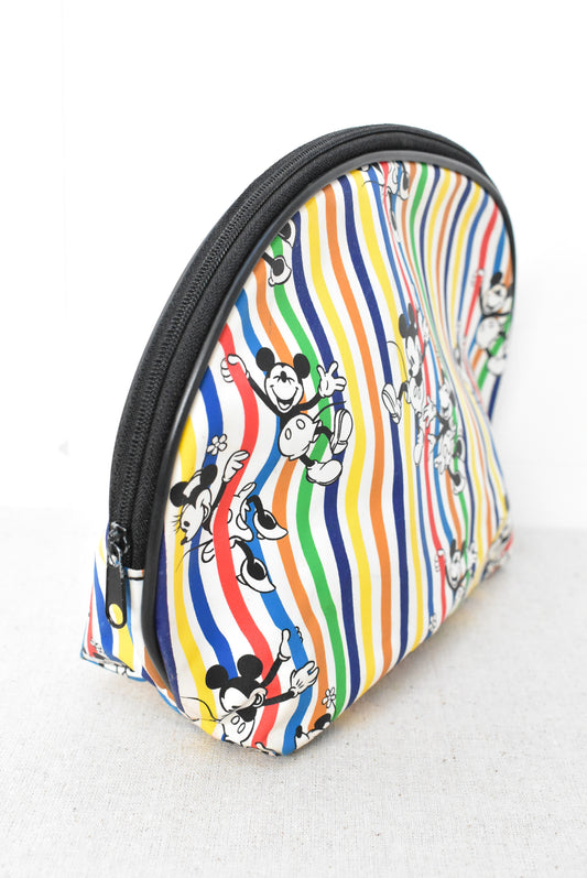 Retro Mickey and Minnie Mouse striped zip up cosmetic bag