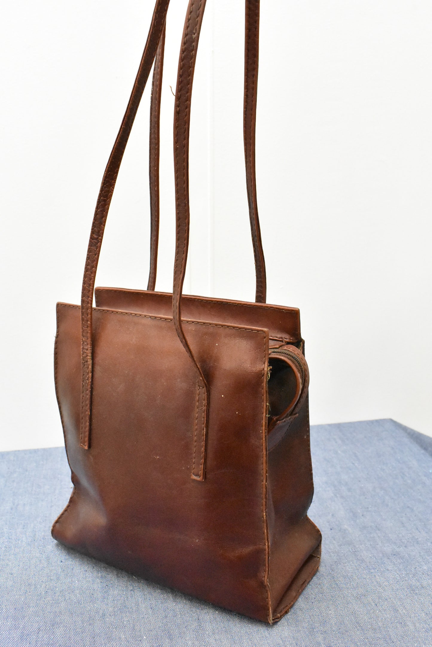 Brown leather shoulder bag