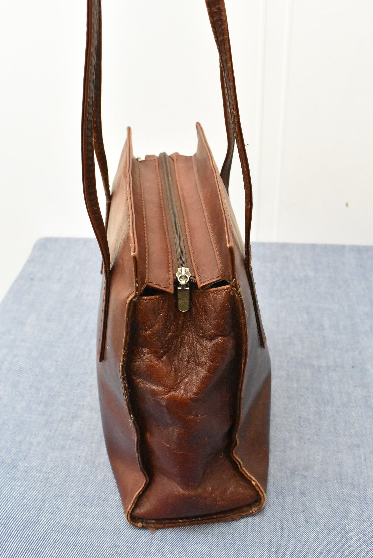 Brown leather shoulder bag