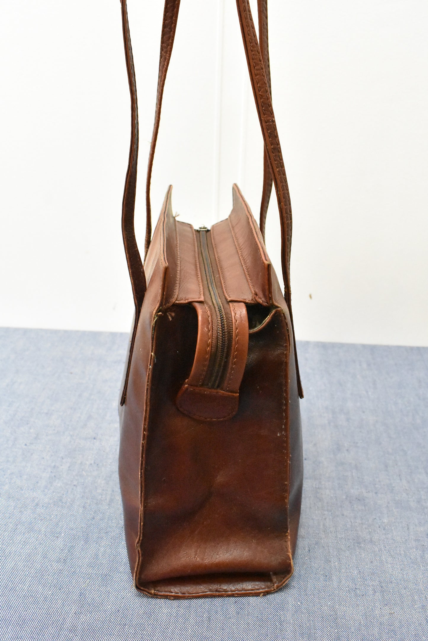 Brown leather shoulder bag