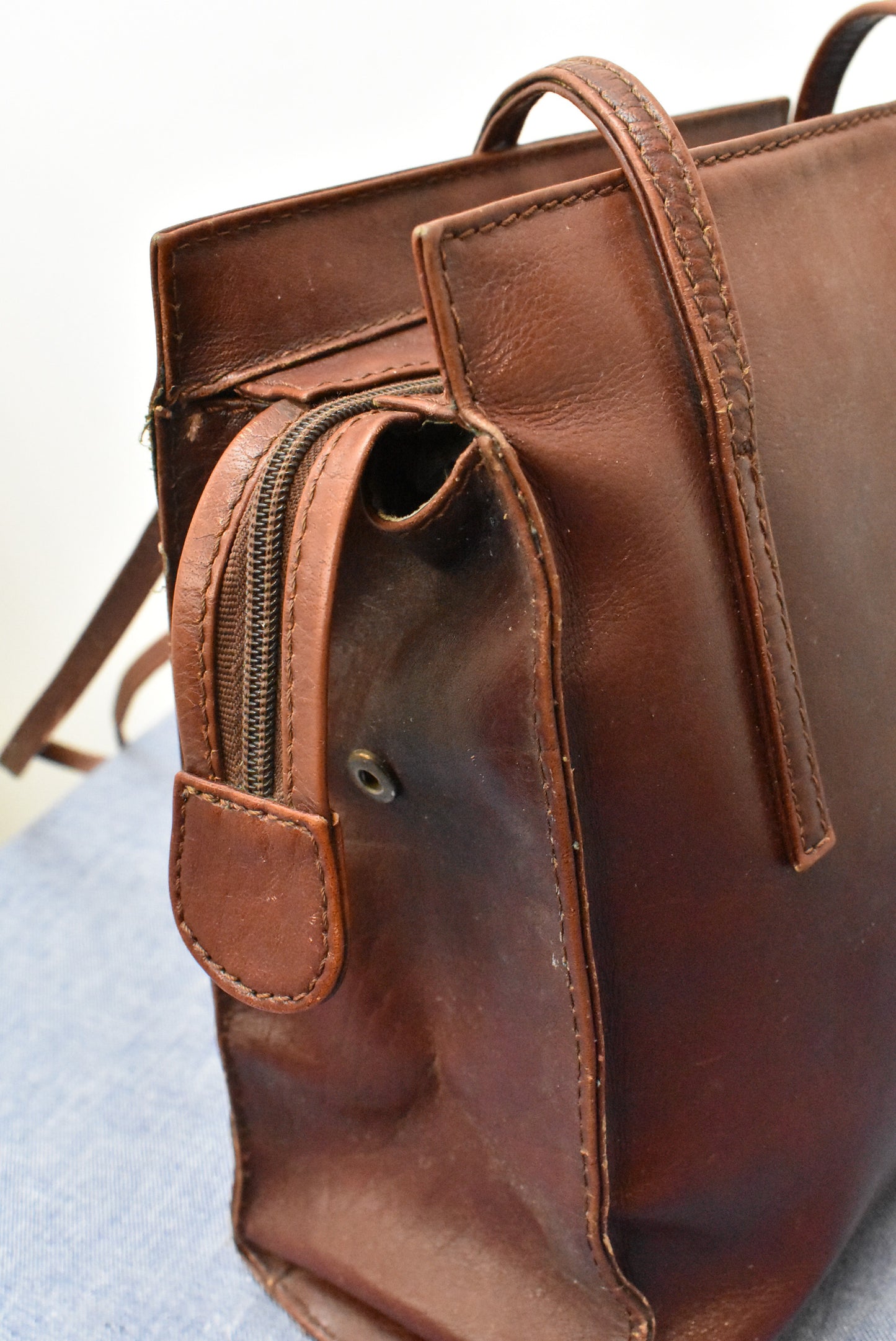 Brown leather shoulder bag