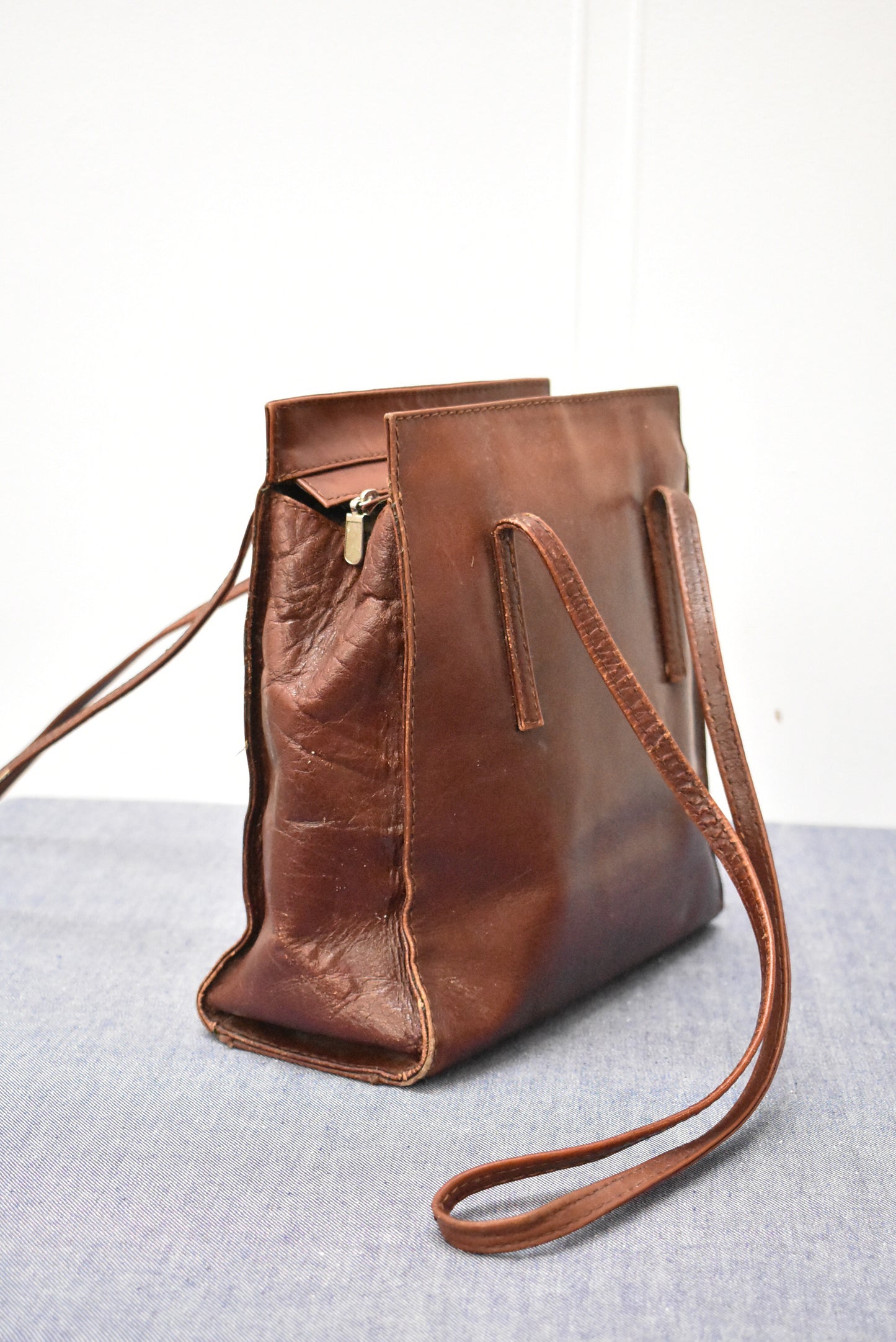 Brown leather shoulder bag