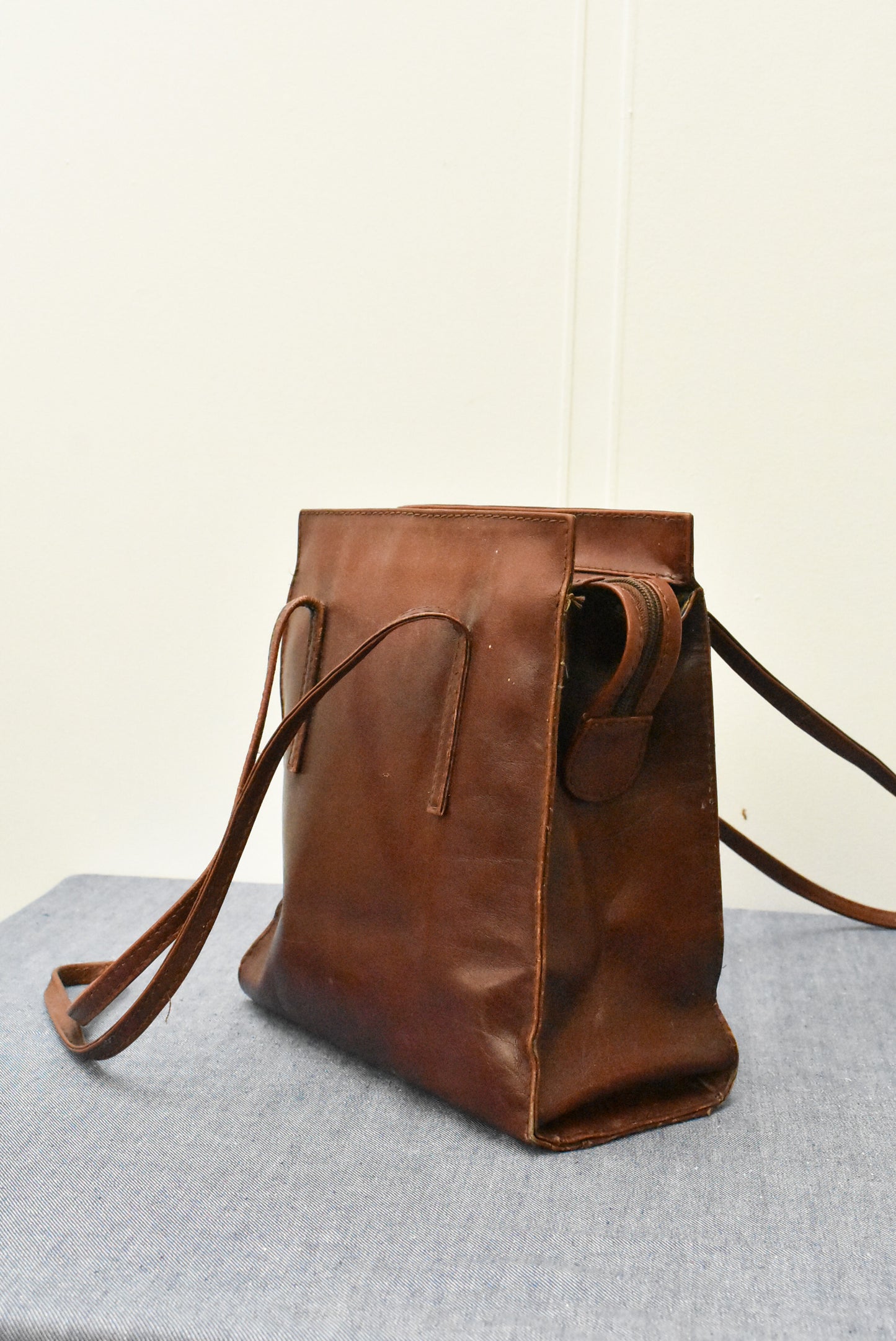 Brown leather shoulder bag