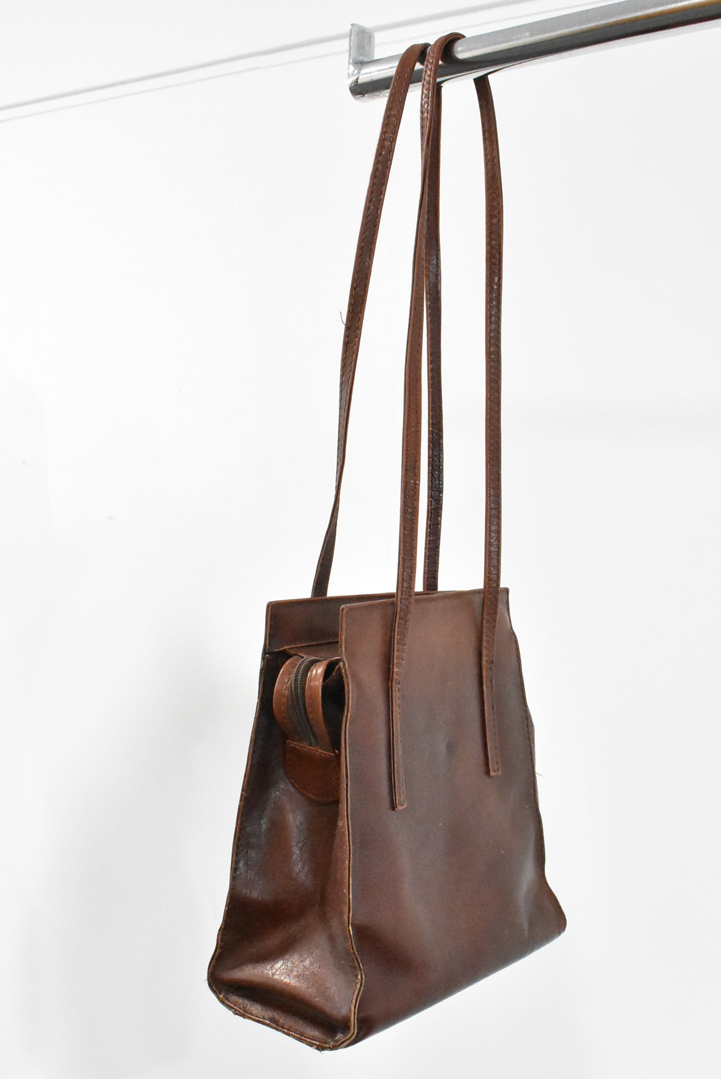 Brown leather shoulder bag