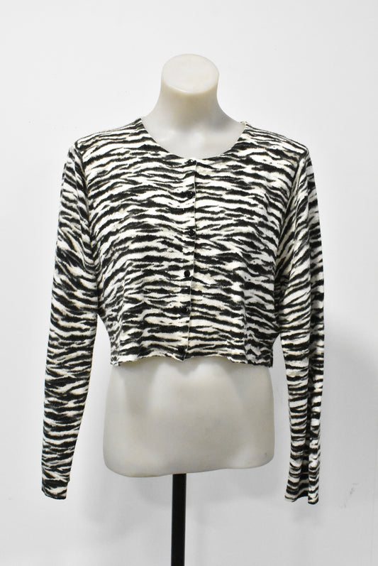 Ella J zebra print cropped cardigan, L