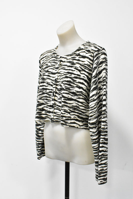 Ella J zebra print cropped cardigan, L