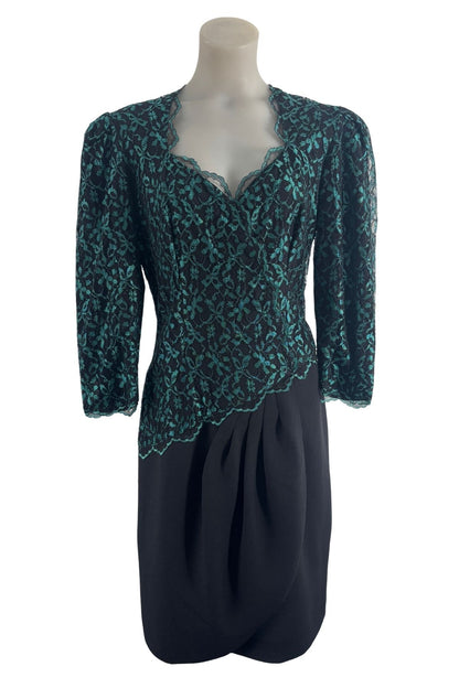 1990's Blue lace midi dress, S/M