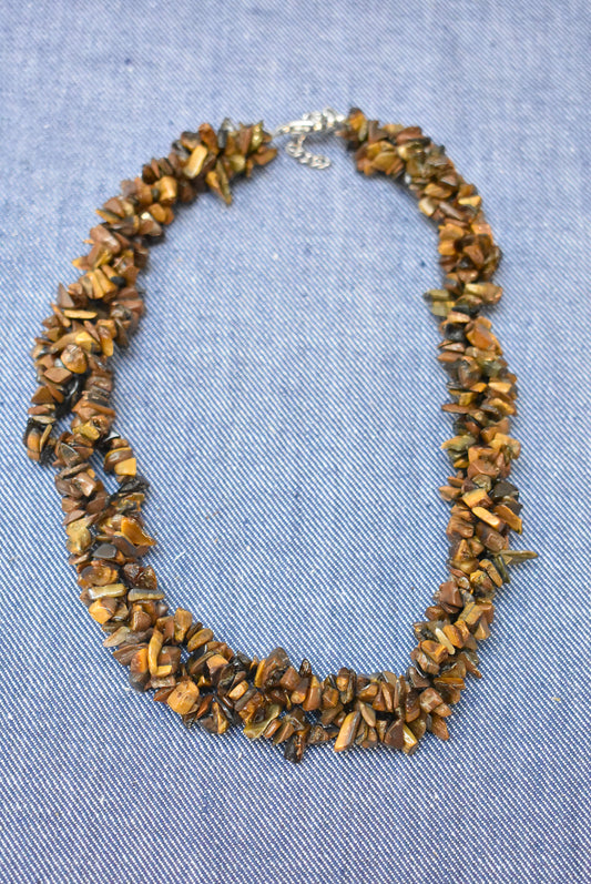 Tiger's eye chip bead necklace