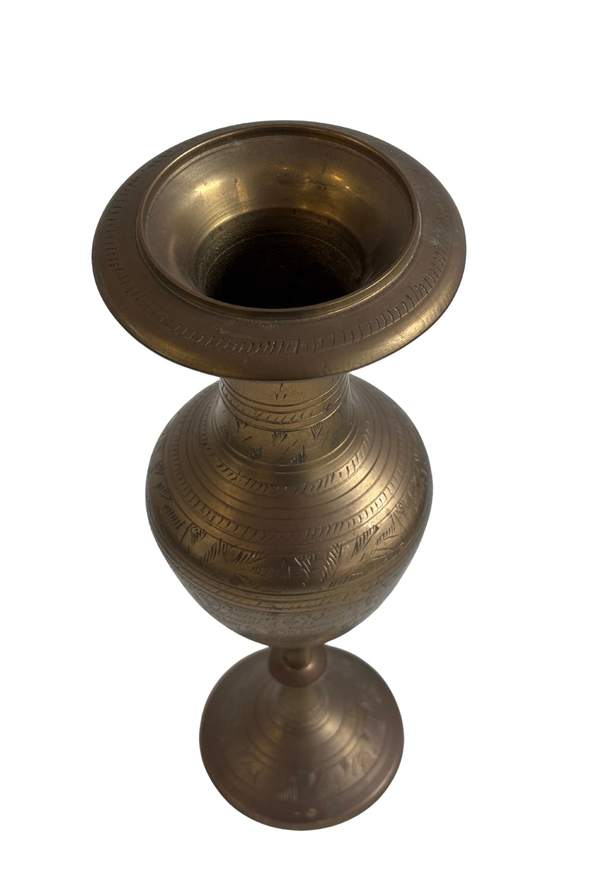 Vintage Etched Brass Vase