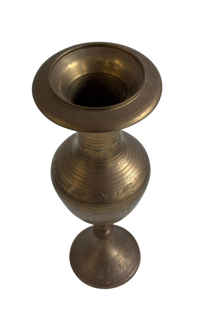 Vintage Etched Brass Vase
