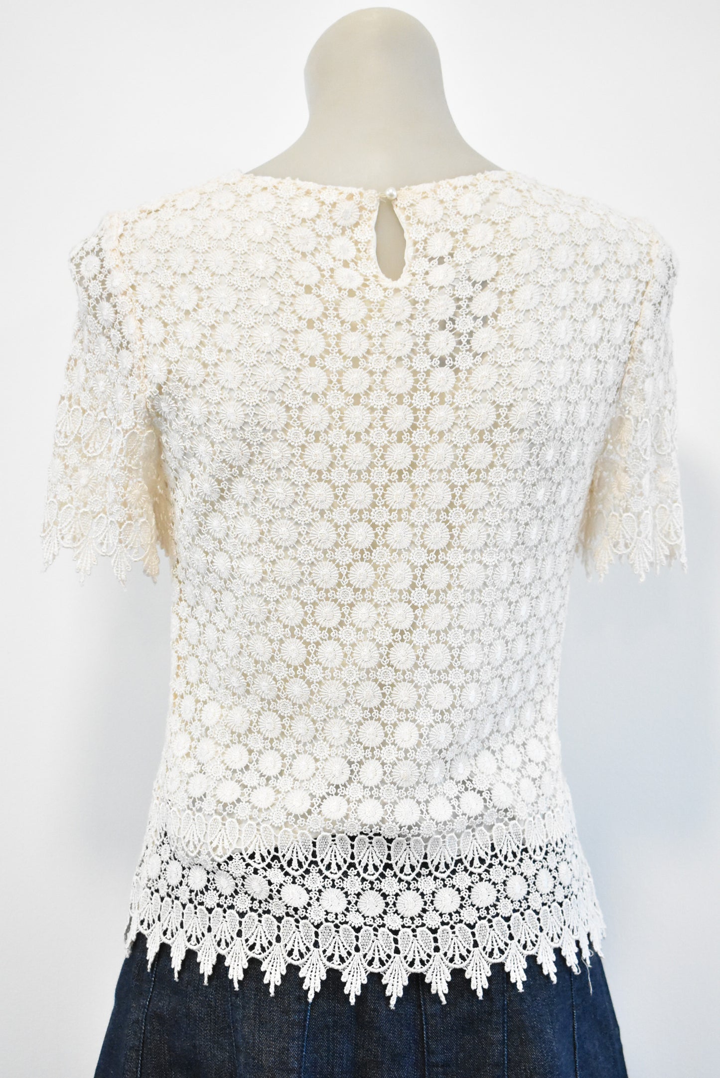 Cream lacy top, S