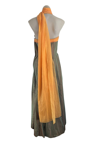 1950’s Shot silk corset gown with draping, S