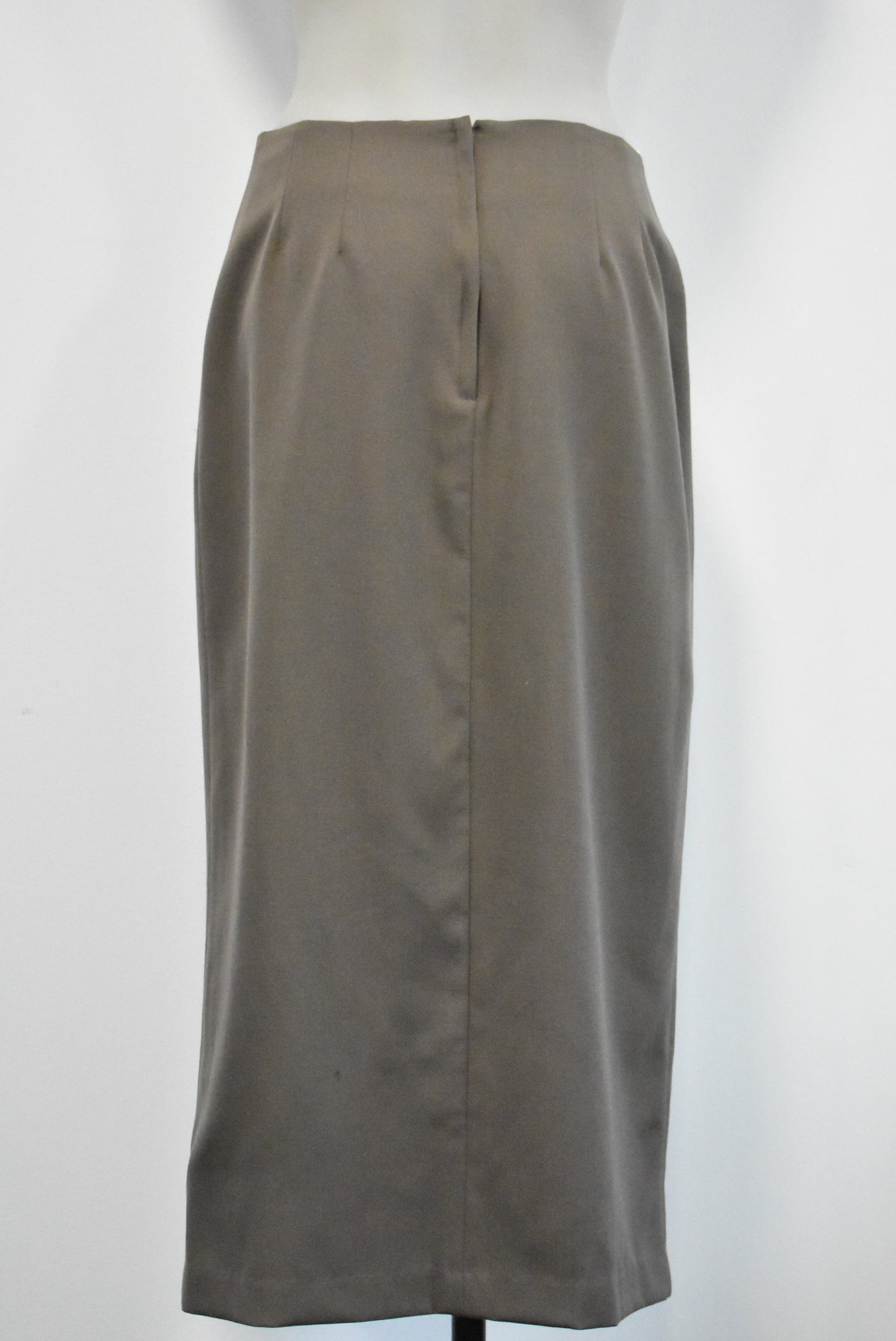 Retro Chow Mein grey NZ-made pencil skirt, 12