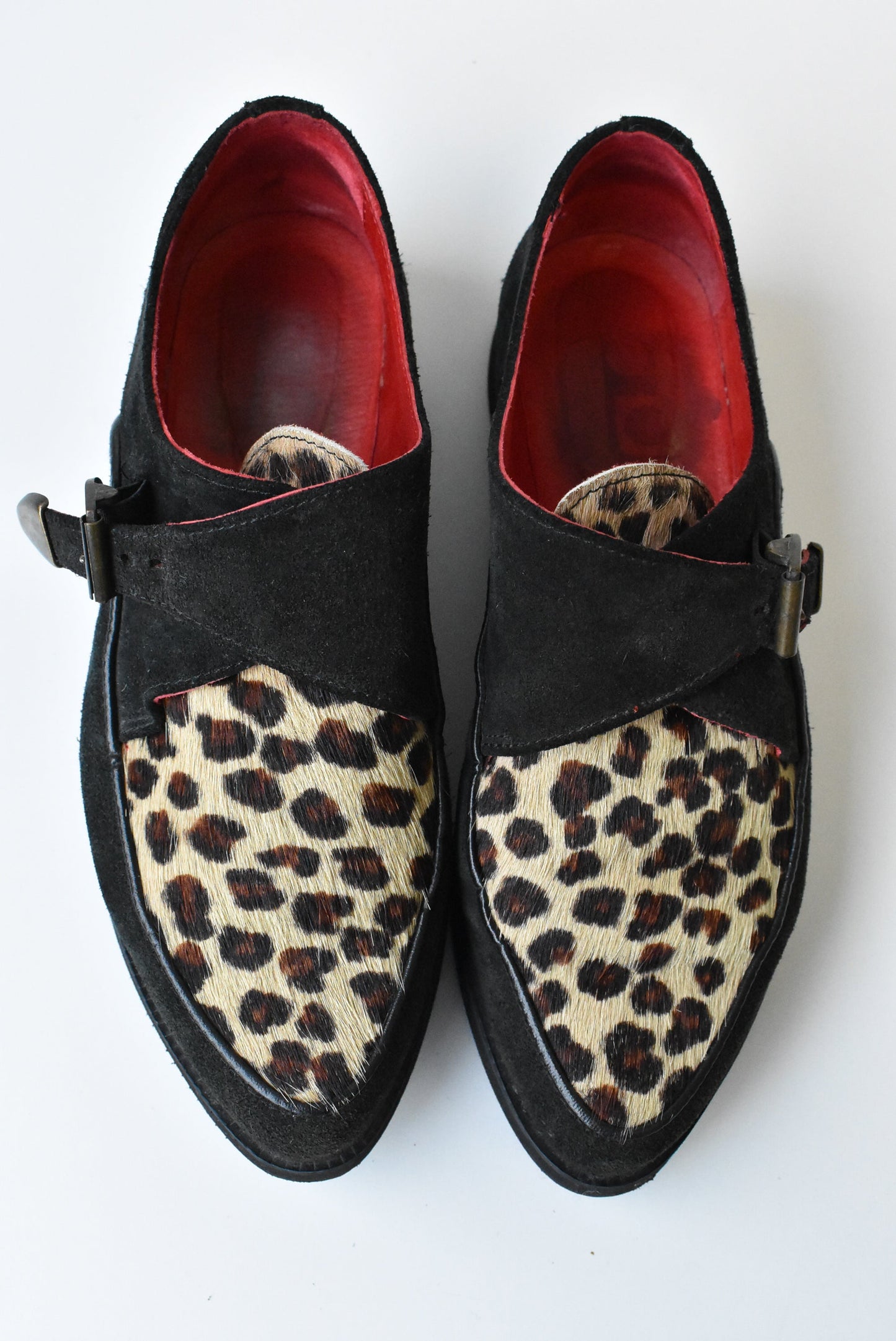 Red or Dead women's leather and suede cheetah print shoes, size 38