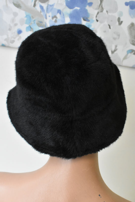 Glassons black faux fur bucket hat