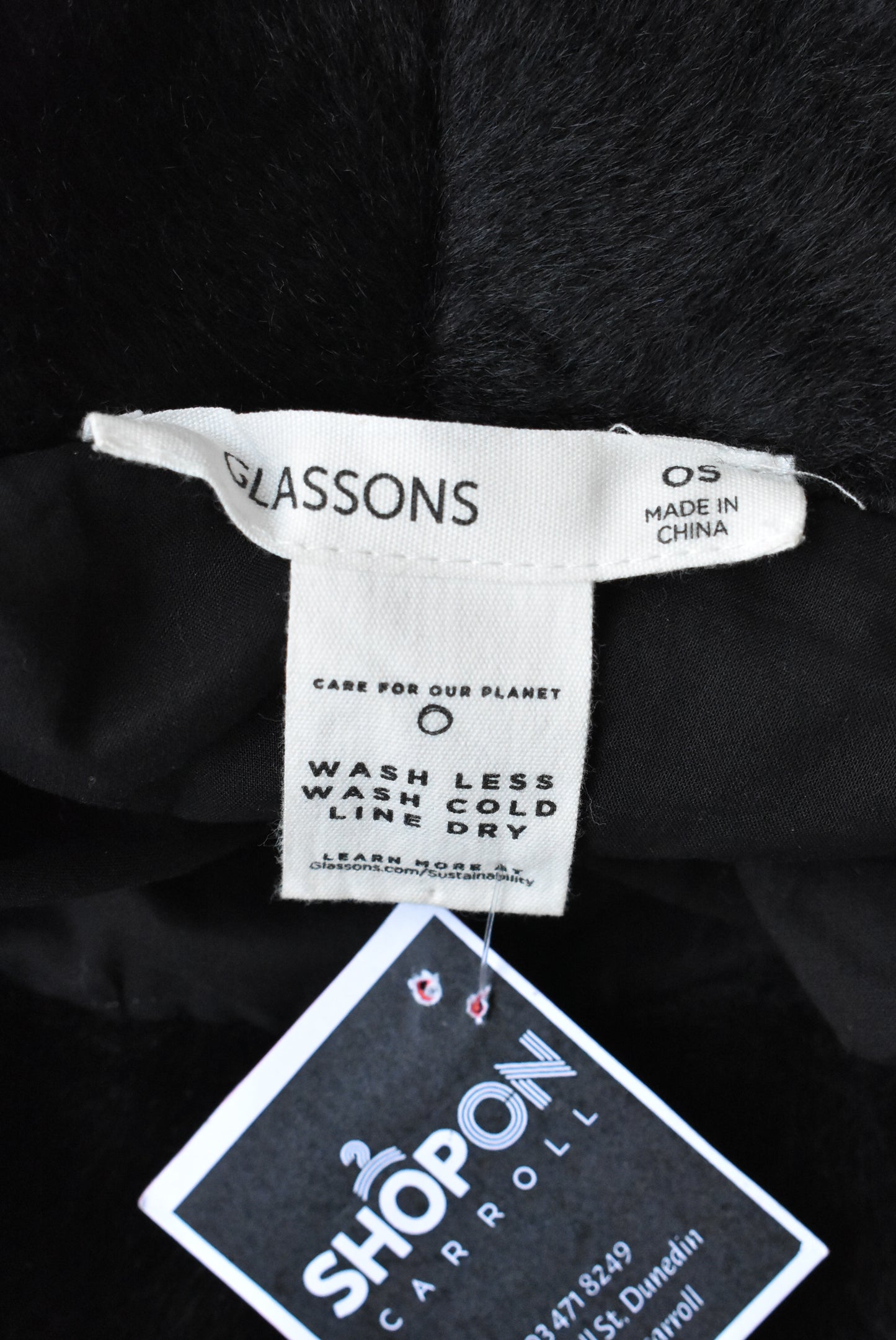 Glassons black faux fur bucket hat