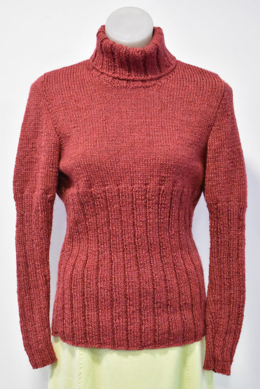 Rollneck ribbed knit handcrafted jumper, S