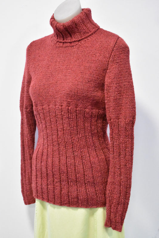 Rollneck ribbed knit handcrafted jumper, S