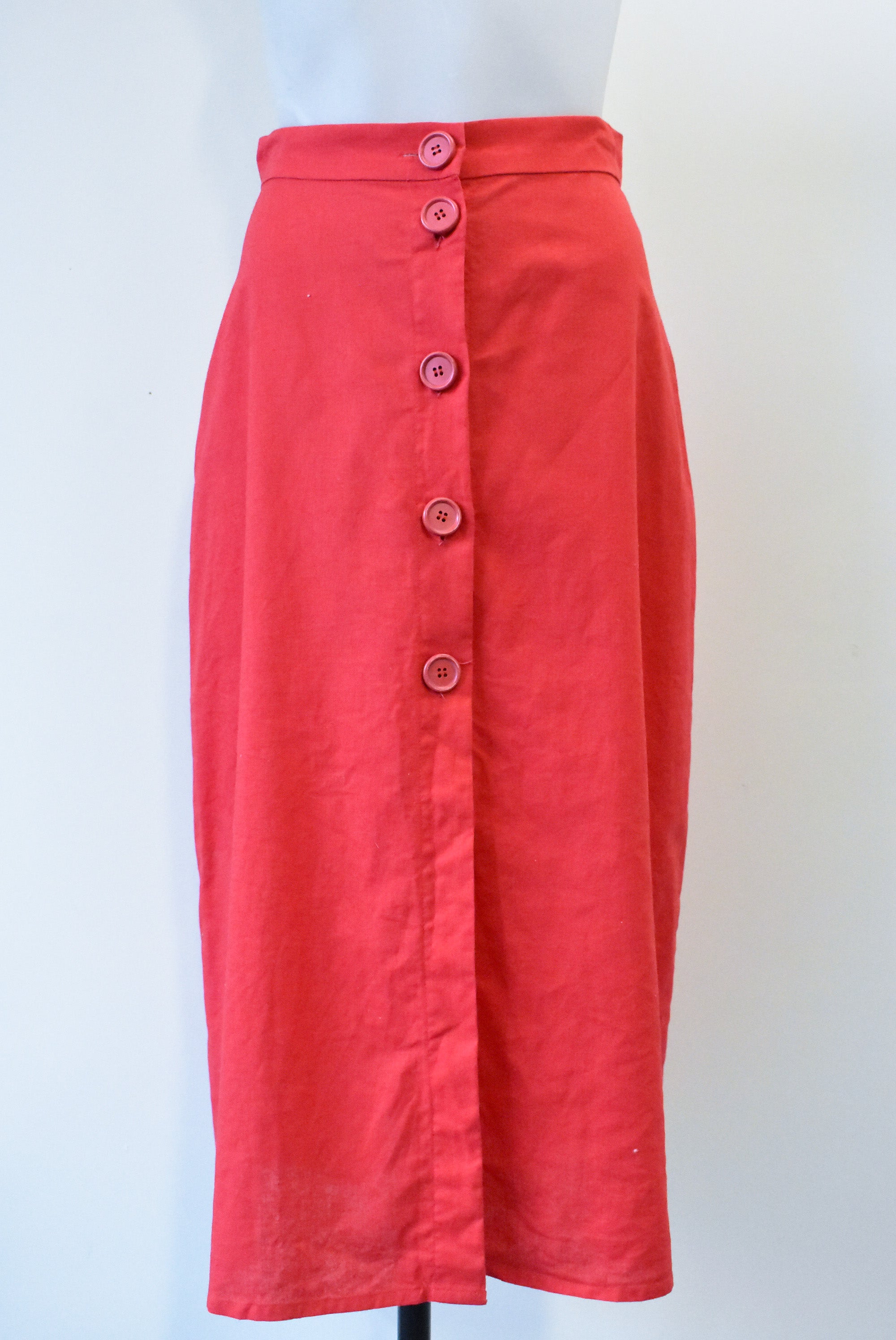 Button front shop skirt red