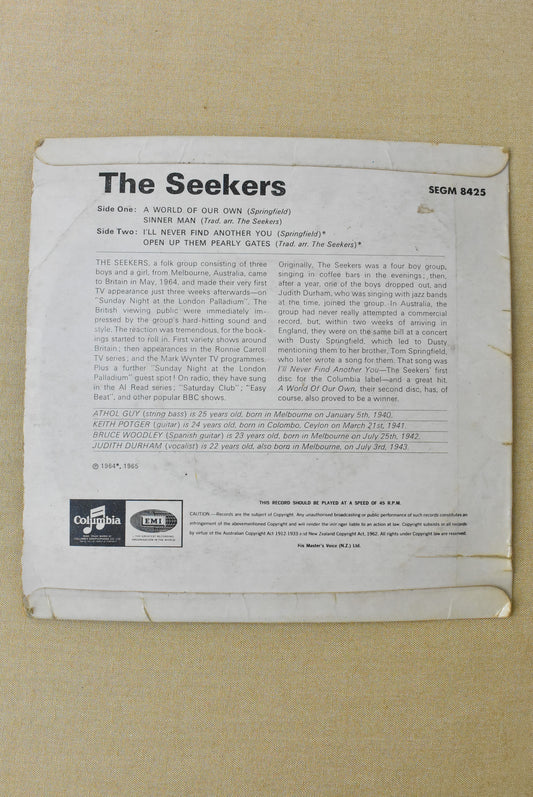 Vintage 'The Seekers' vinyl record