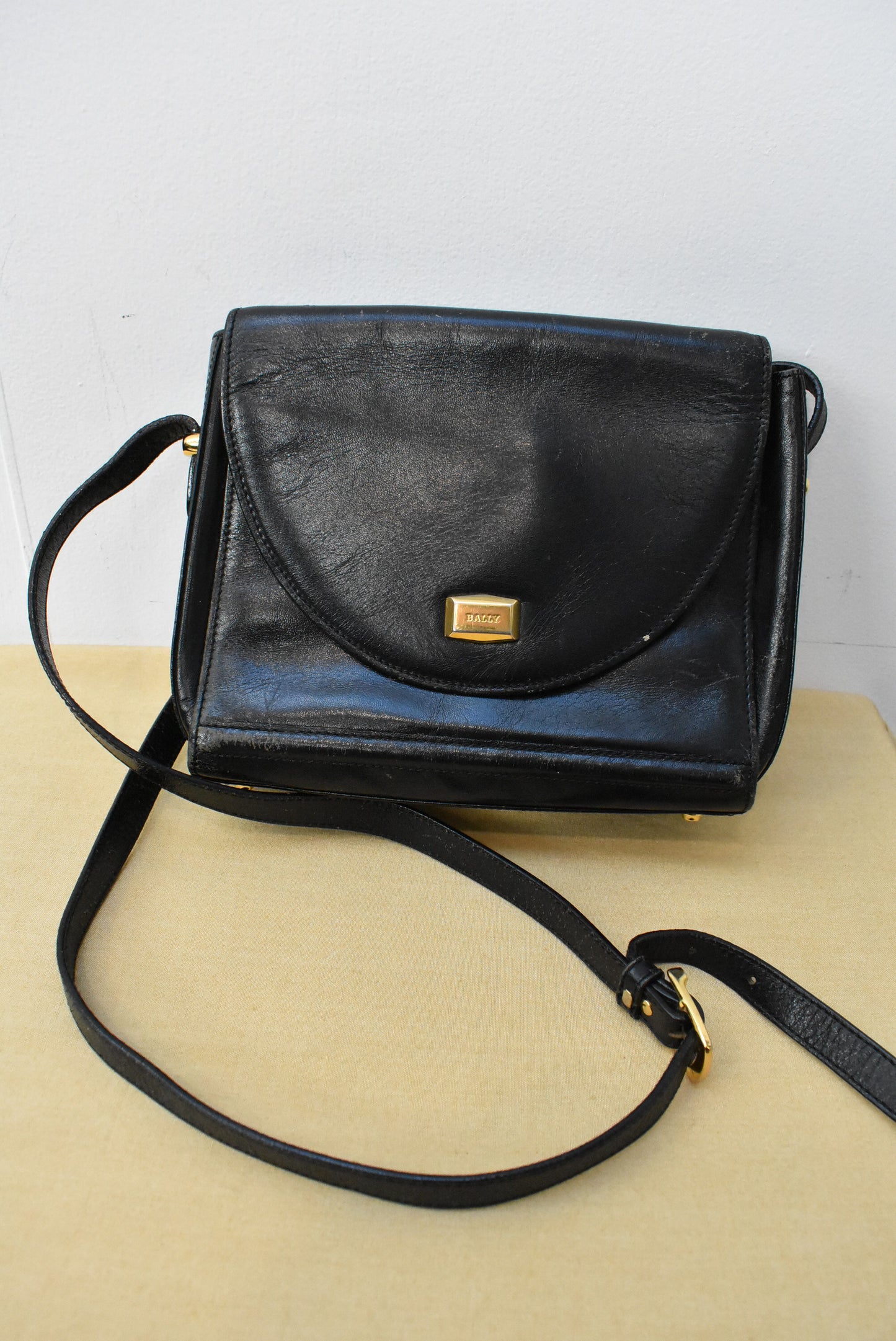 Vintage Bally black leather bag
