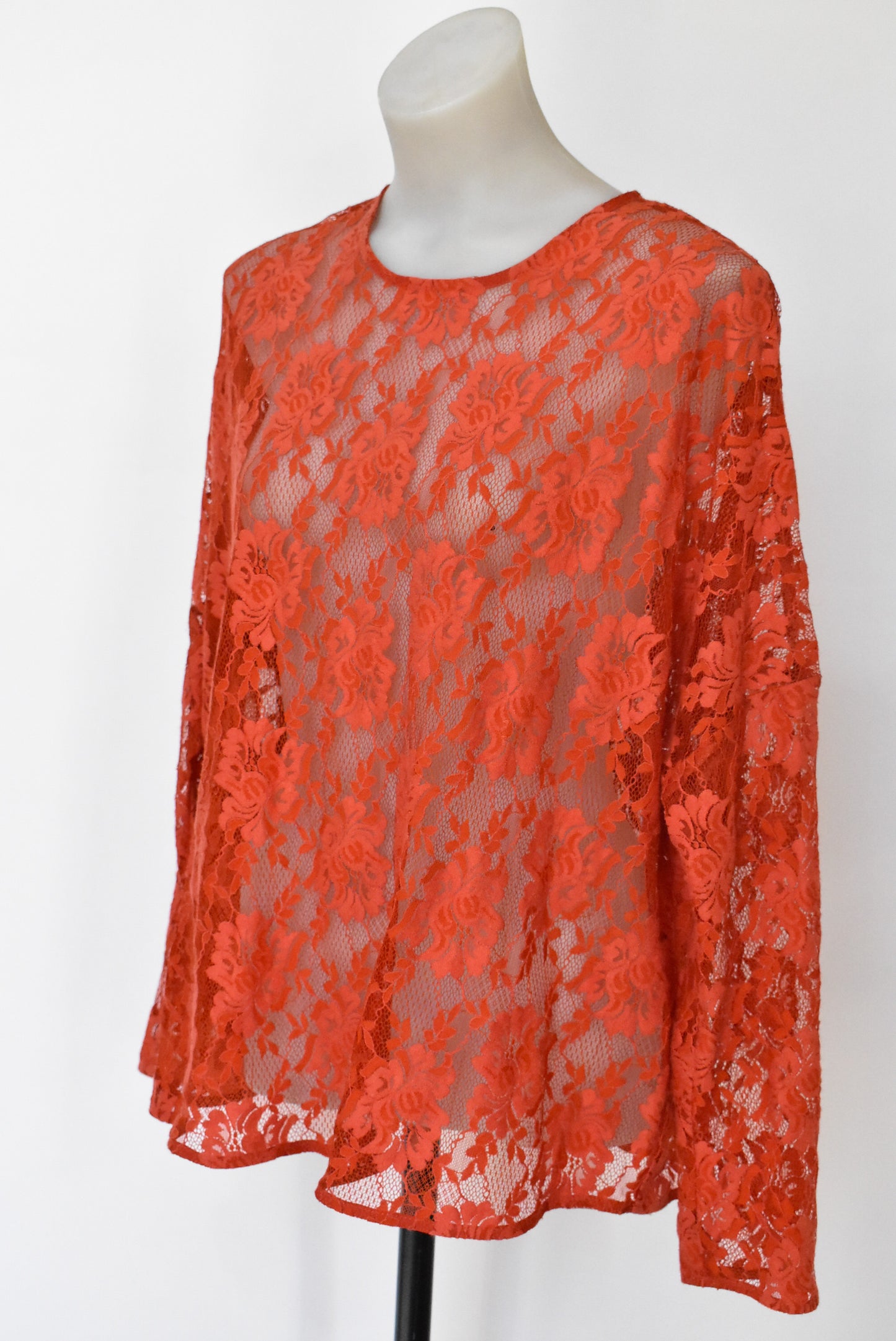 Marilyn Seyb lace style red top, 12