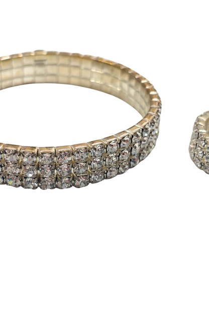 Glitzy glass diamond tennis bracelet + ring