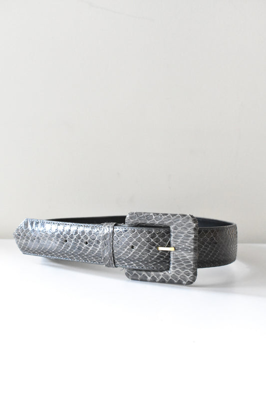 Grey snakeskin retro belt, size M
