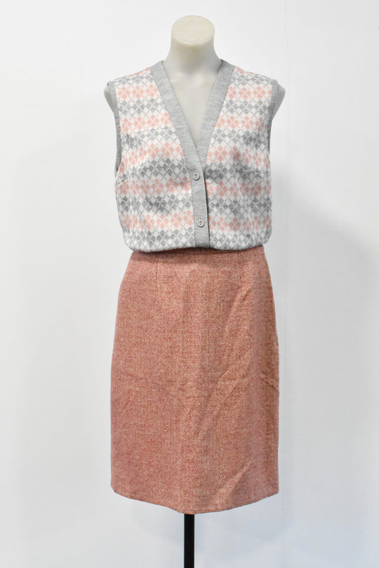 Monsoon dusty pink tweed-like skirt, M