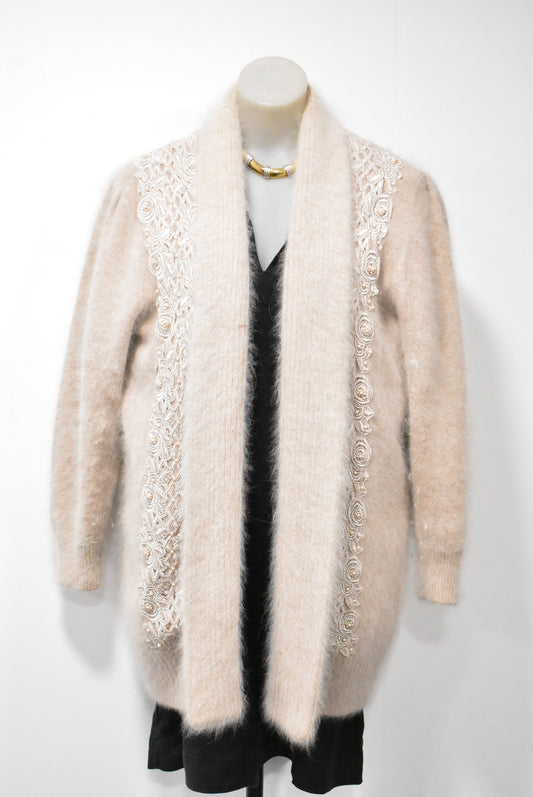 Christopher Ari retro beaded angora blend cardi-coat, M/L