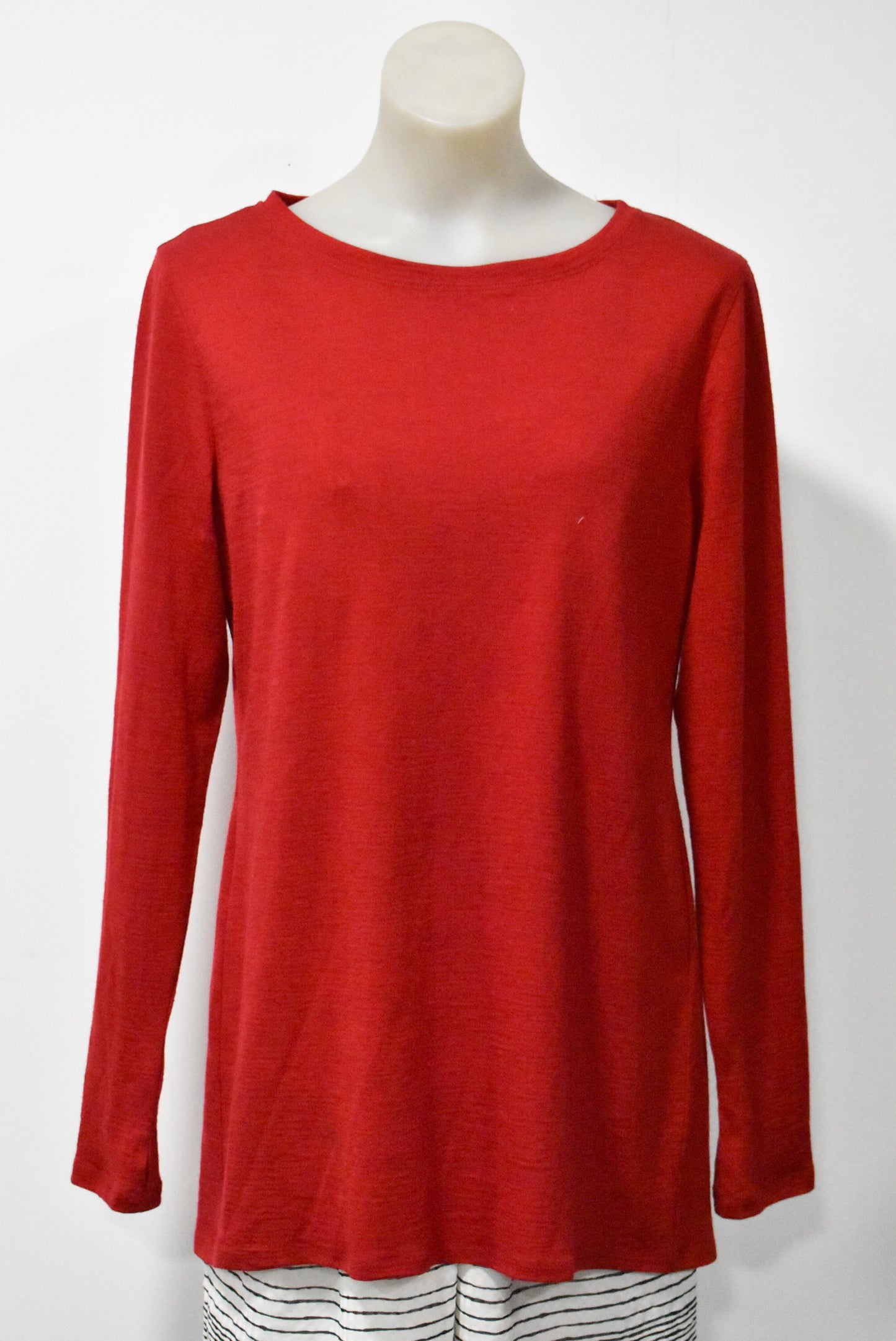 Repertoire merino red long flowy NZ made top, 14