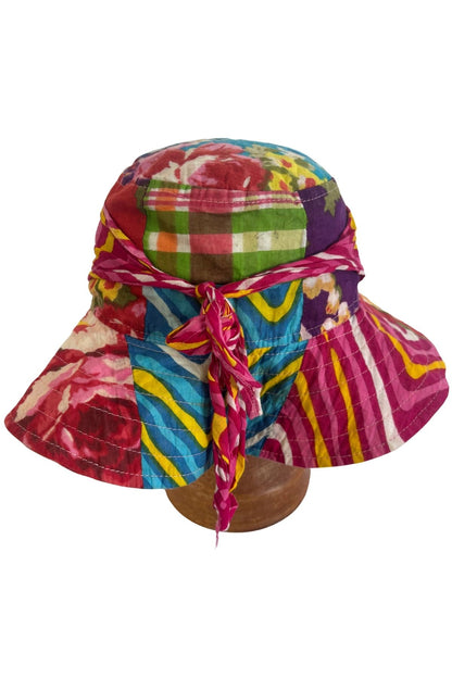 Cotton + linen floral sun hat, OSFM