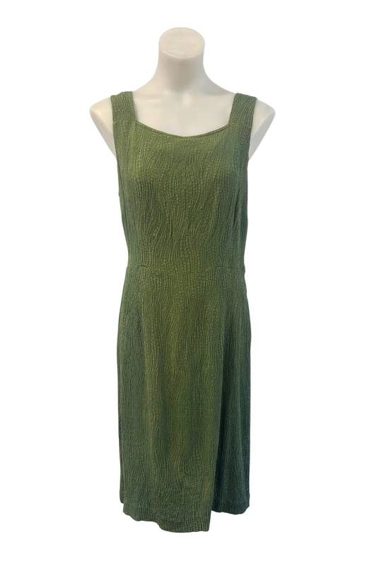 Marilyn Sainty 1995 pure silk forest green dress, M