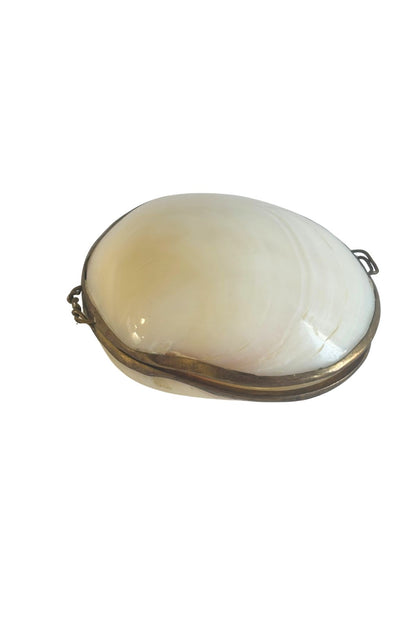 Vintage mother of pearl clam natural seashell trinket box
