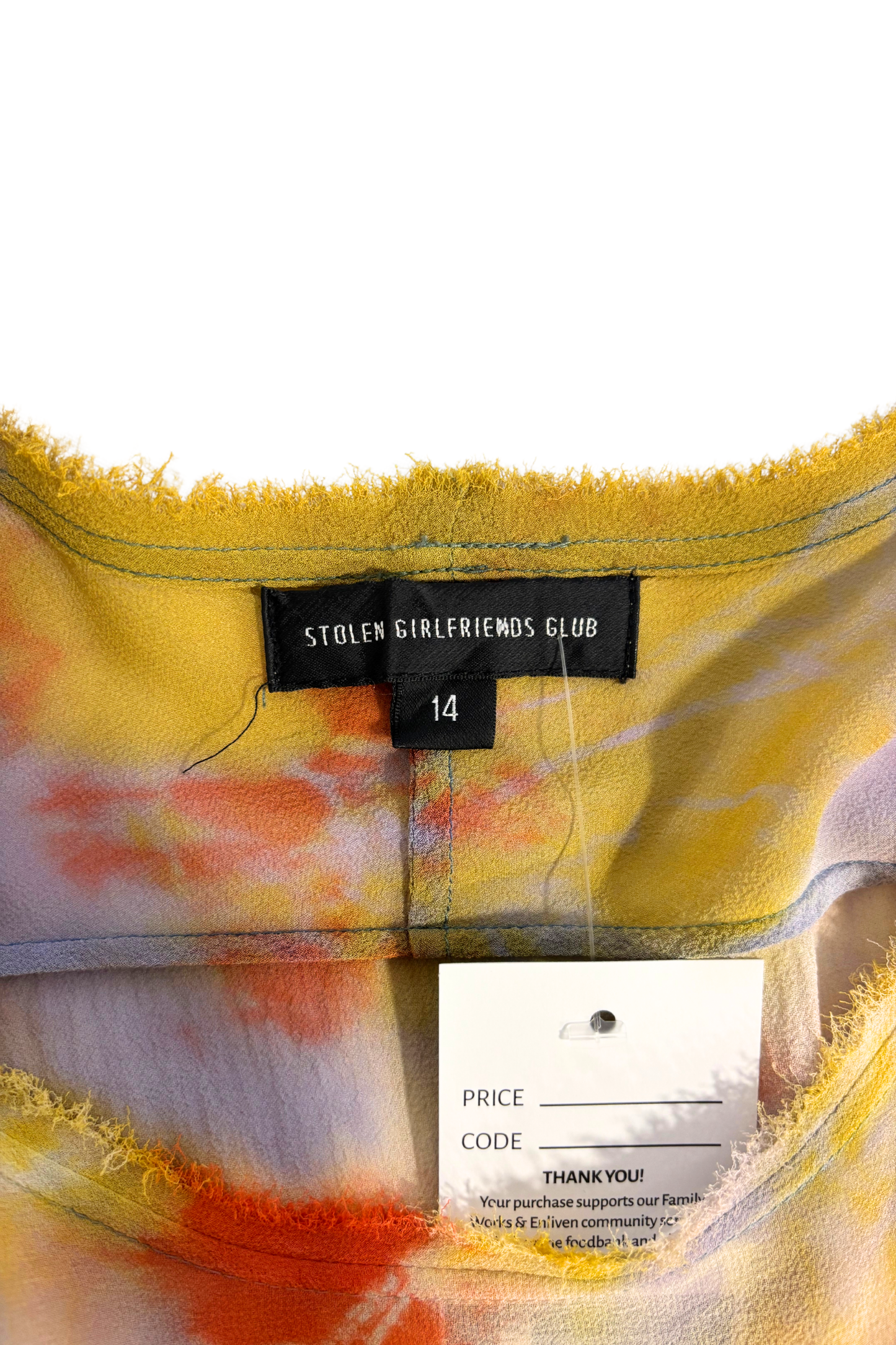 Stolen Girlfriends Club tie dye 100% silk blouse, 14