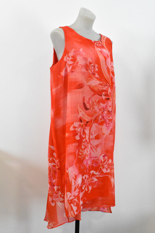 Wallis layered blood orange sleeveless dress, L