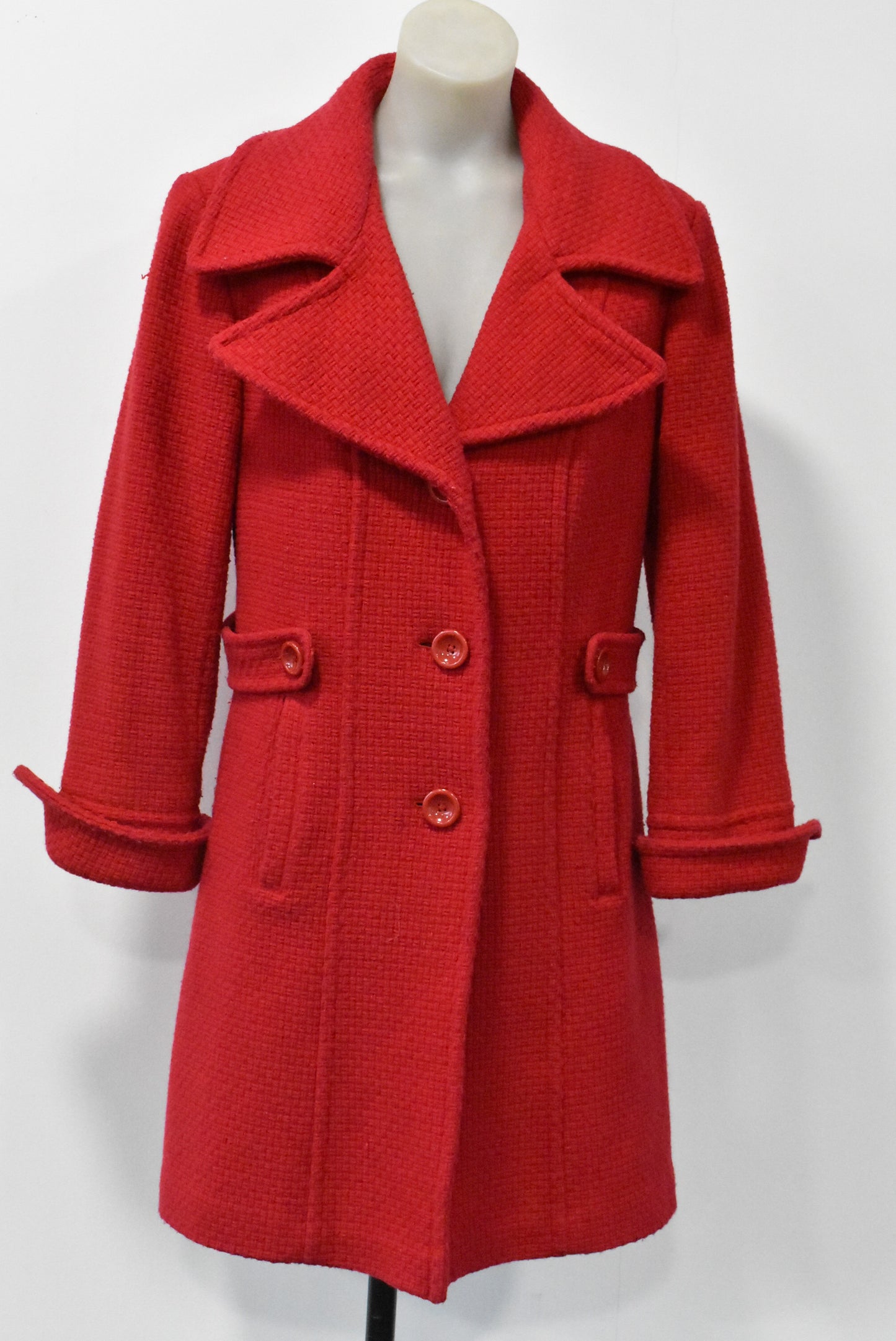 Damo red lined wool blend coat, 42