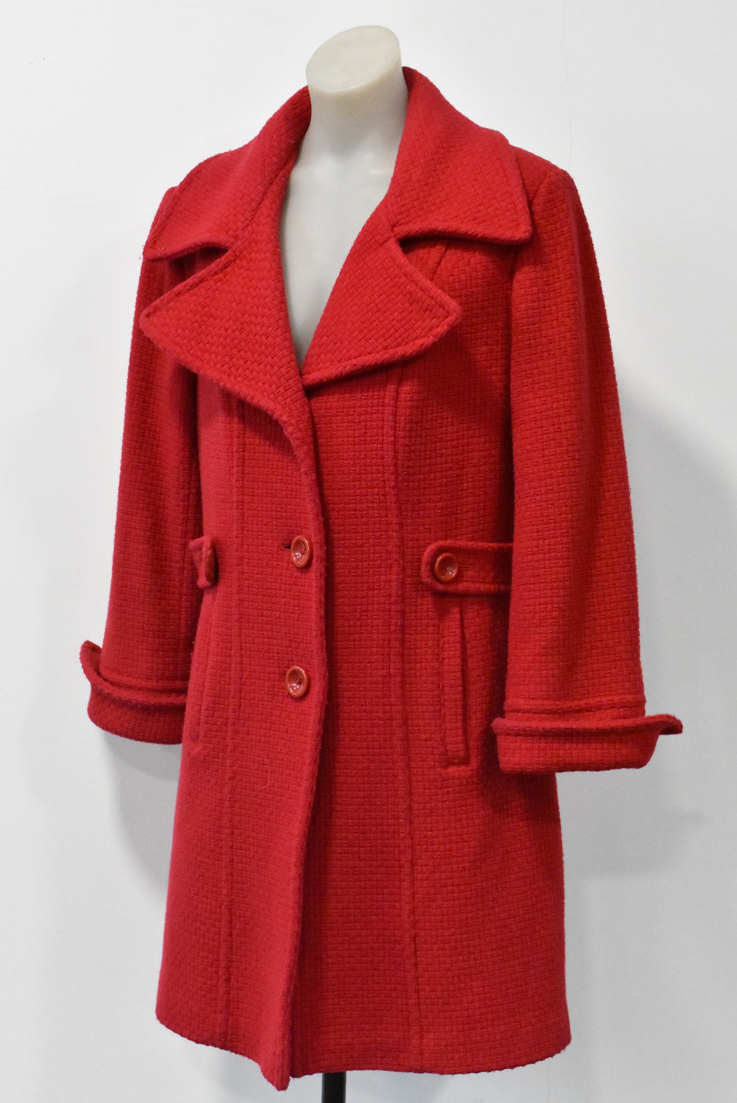 Damo red lined wool blend coat, 42