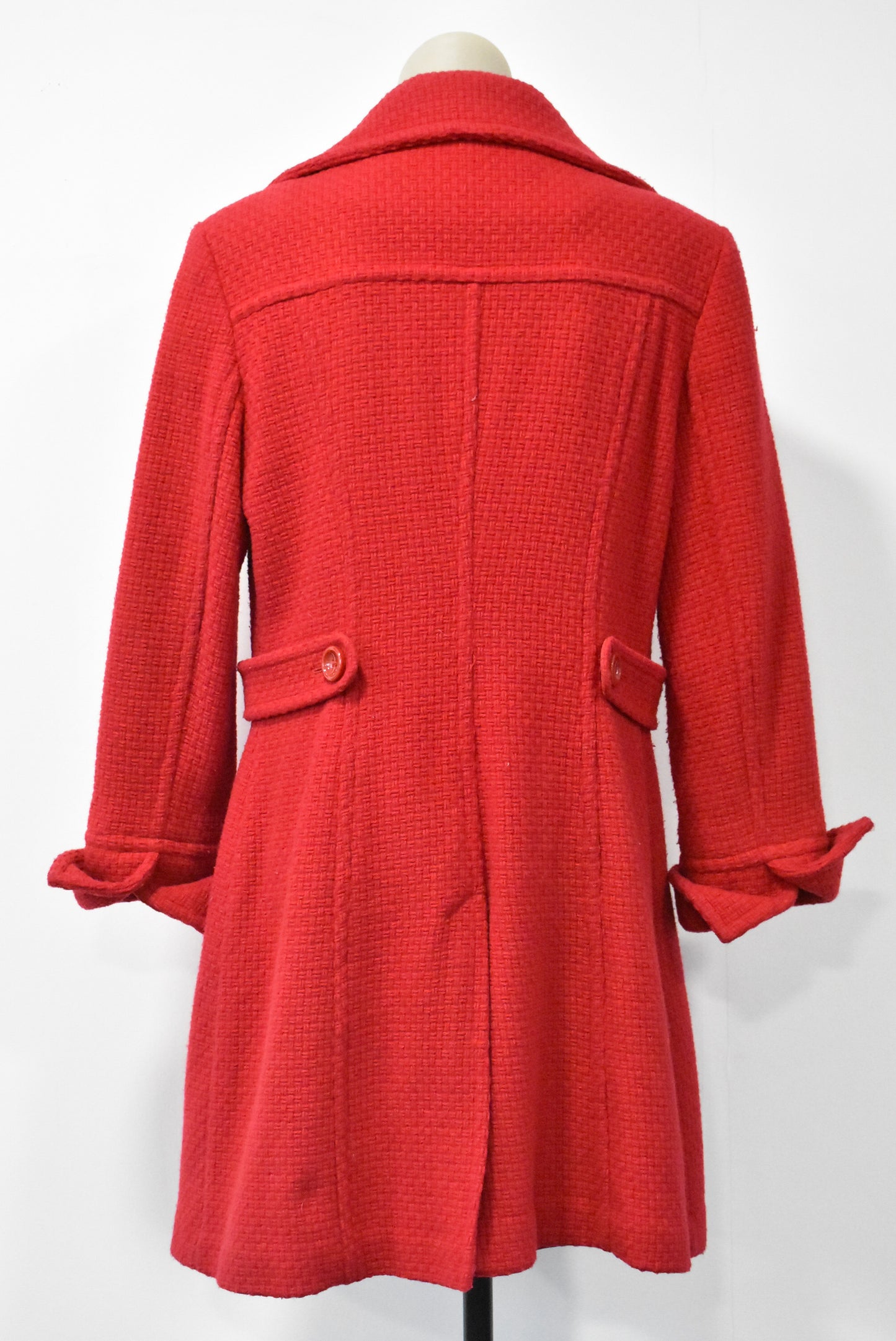 Damo red lined wool blend coat, 42